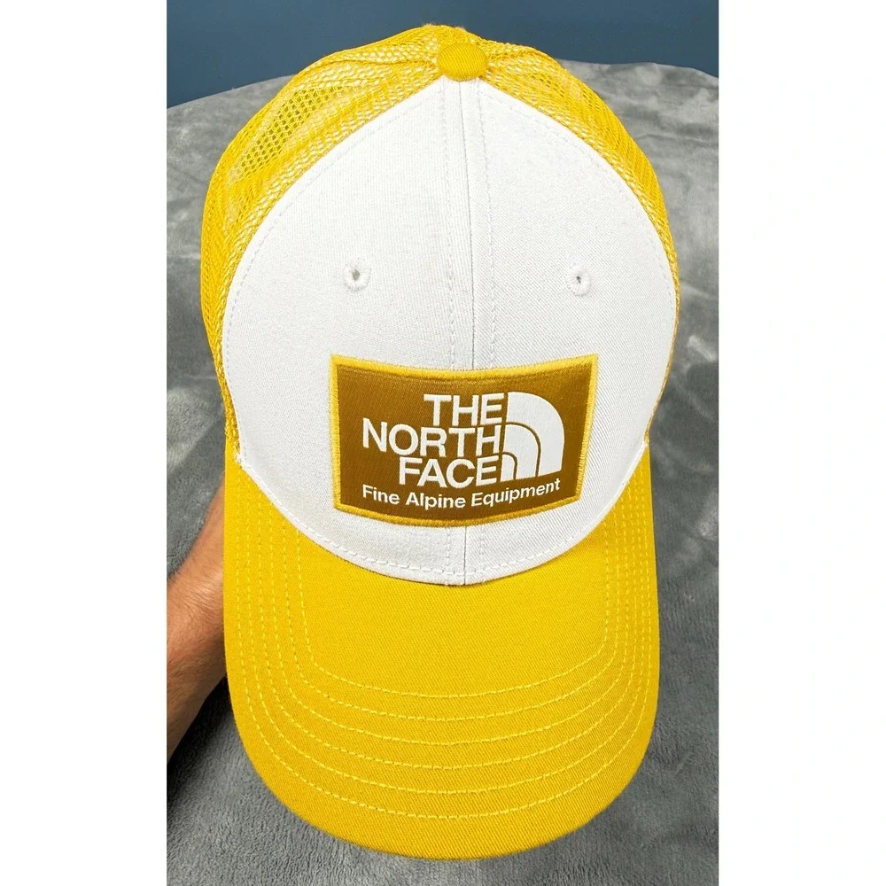 The North Face Mudder Trucker Hat Snapback White Yellow Fine Alpine Equipment